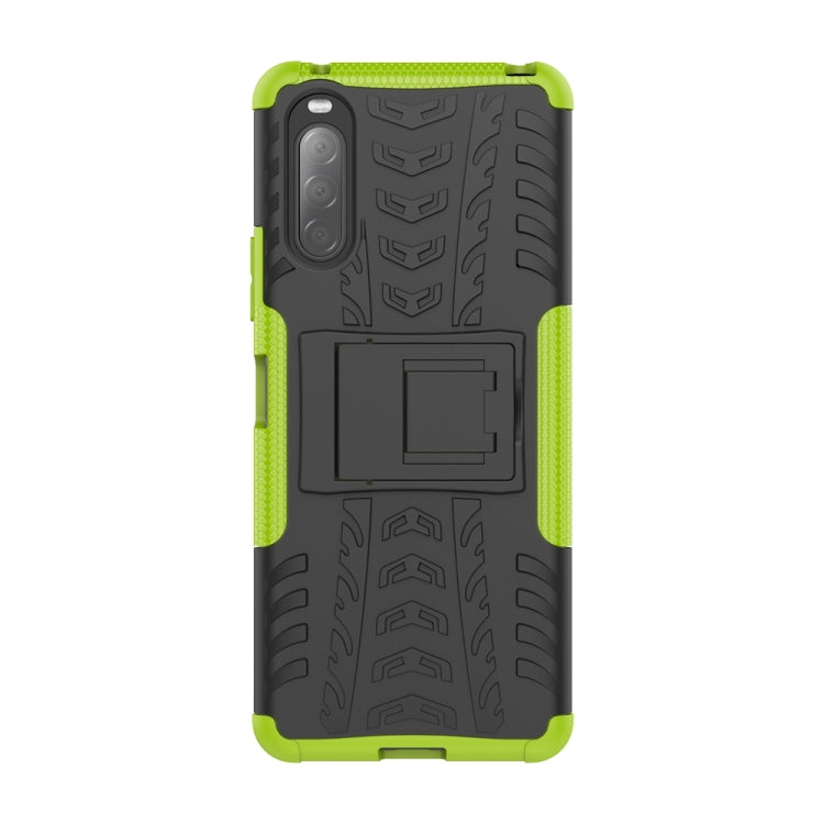 For Sony Xperia 10 â…¡ Tire Texture Shockproof TPU+PC Protective Case with Holder