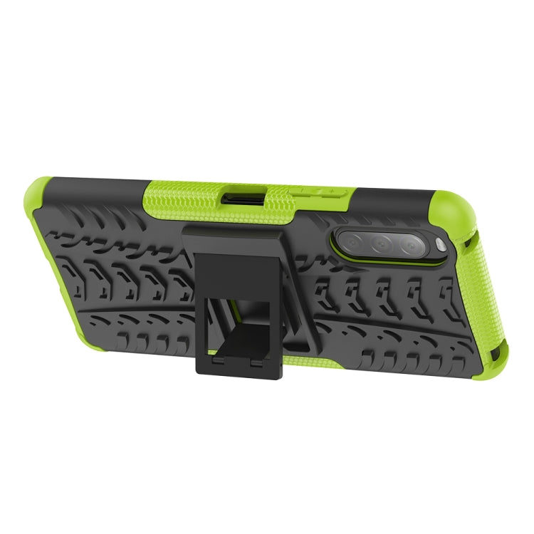 For Sony Xperia 10 â…¡ Tire Texture Shockproof TPU+PC Protective Case with Holder