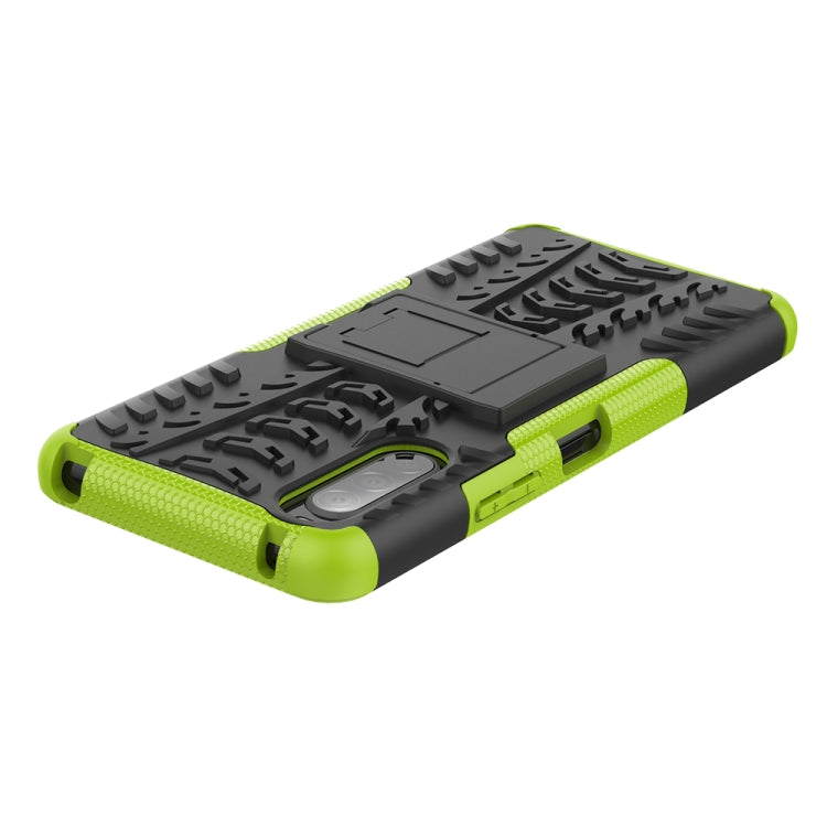 For Sony Xperia 10 â…¡ Tire Texture Shockproof TPU+PC Protective Case with Holder