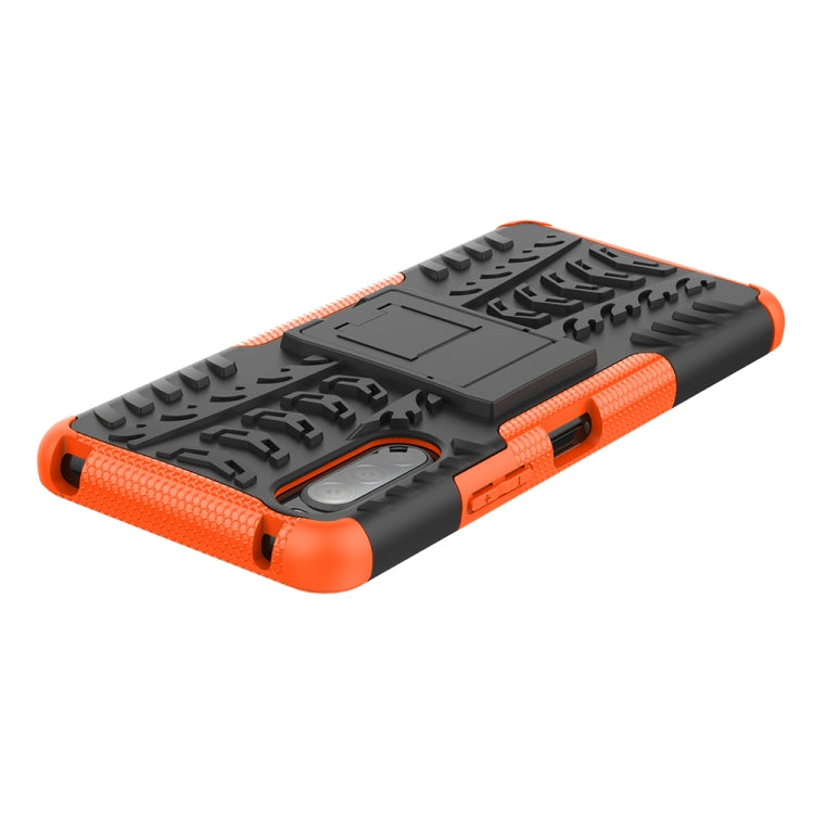 For Sony Xperia 10 â…¡ Tire Texture Shockproof TPU+PC Protective Case with Holder