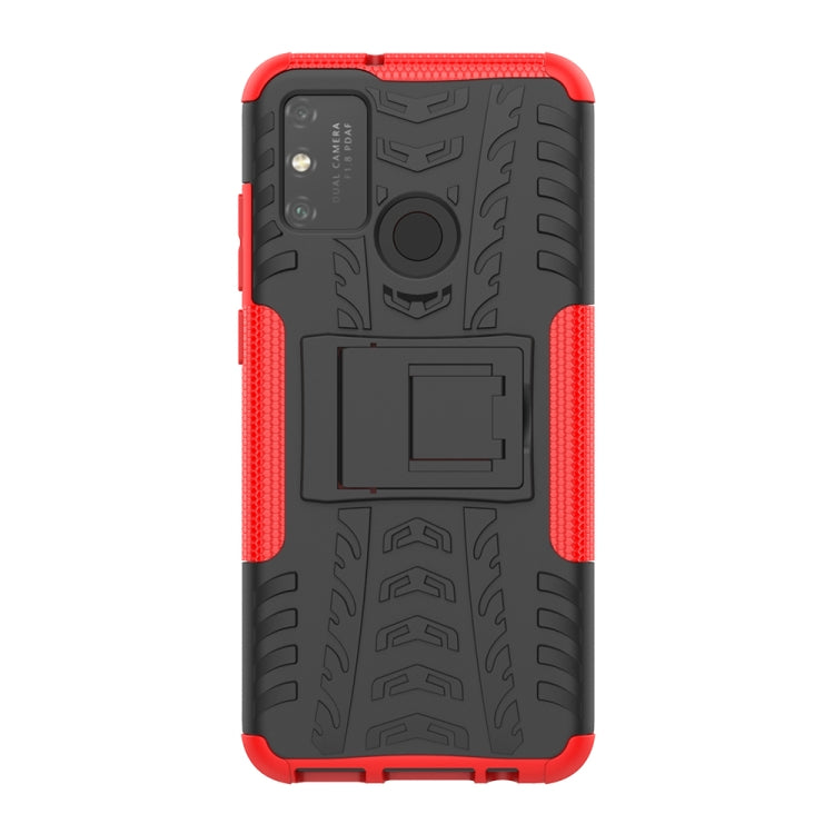 For Huawei Honor Play 9A Tire Texture Shockproof TPU+PC Protective Case with Holder