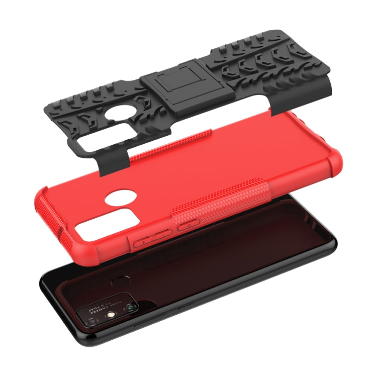 For Huawei Honor Play 9A Tire Texture Shockproof TPU+PC Protective Case with Holder