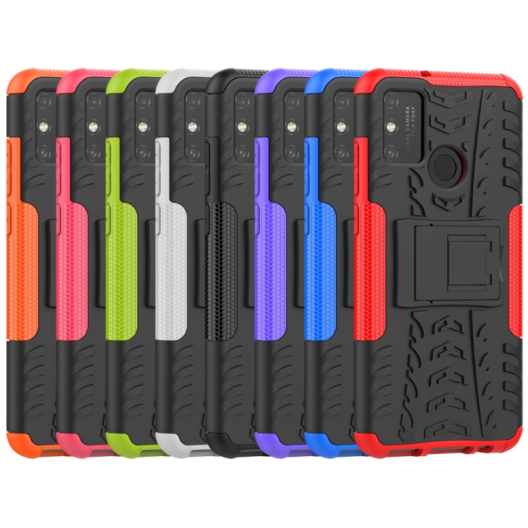 For Huawei Honor Play 9A Tire Texture Shockproof TPU+PC Protective Case with Holder