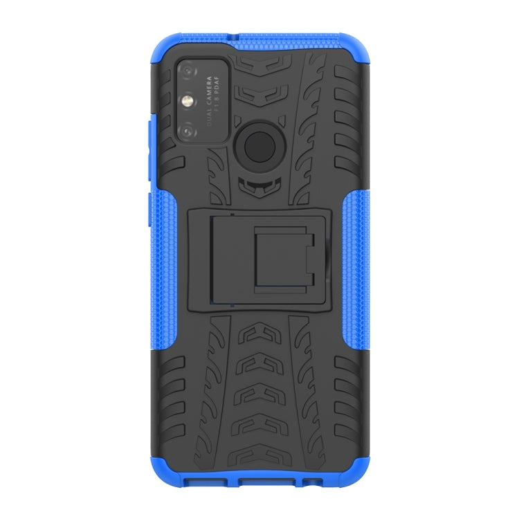 For Huawei Honor Play 9A Tire Texture Shockproof TPU+PC Protective Case with Holder
