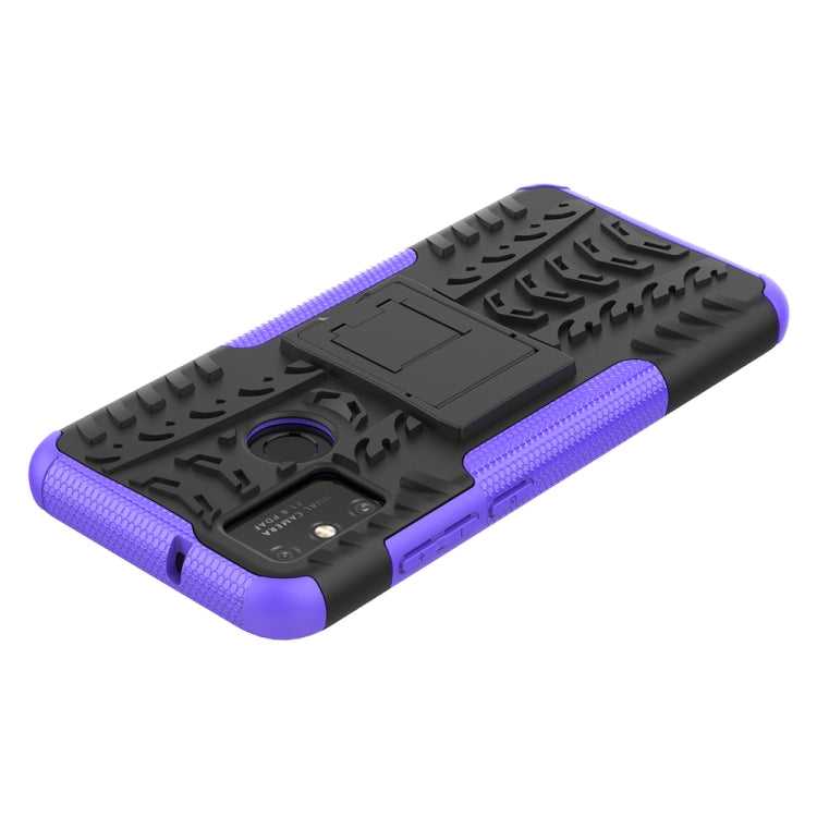 For Huawei Honor Play 9A Tire Texture Shockproof TPU+PC Protective Case with Holder