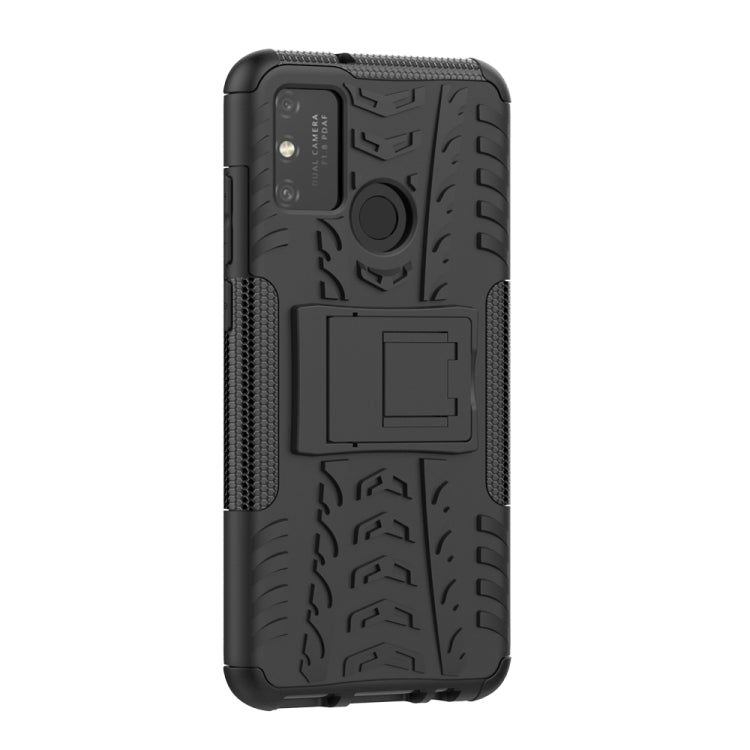 For Huawei Honor Play 9A Tire Texture Shockproof TPU+PC Protective Case with Holder