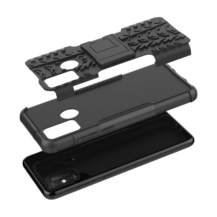 For Huawei Honor Play 9A Tire Texture Shockproof TPU+PC Protective Case with Holder