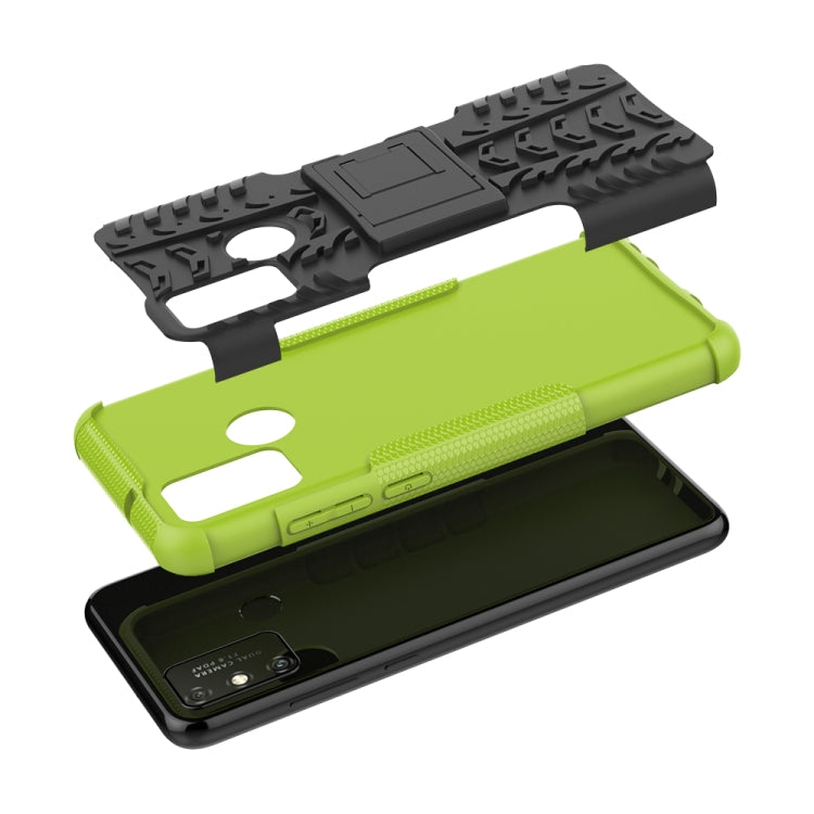 For Huawei Honor Play 9A Tire Texture Shockproof TPU+PC Protective Case with Holder