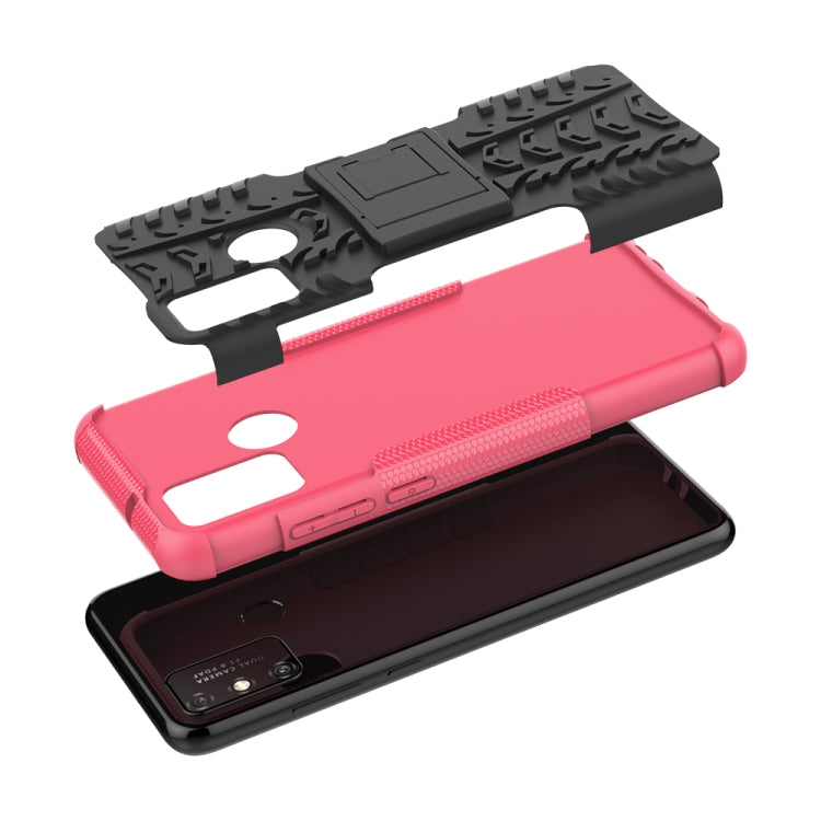 For Huawei Honor Play 9A Tire Texture Shockproof TPU+PC Protective Case with Holder