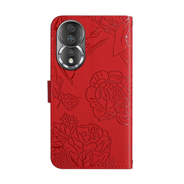 For Honor 80 HT03 Skin Feel Butterfly Embossed Flip Leather Phone Case