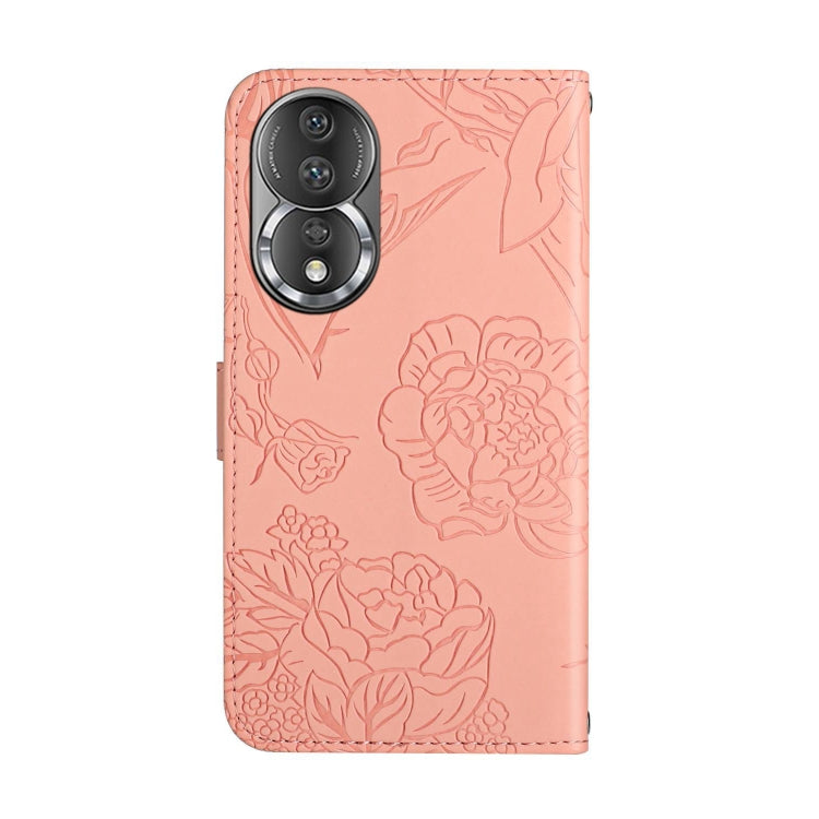 For Honor 80 HT03 Skin Feel Butterfly Embossed Flip Leather Phone Case