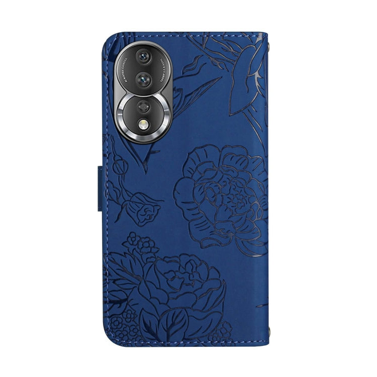 For Honor 80 HT03 Skin Feel Butterfly Embossed Flip Leather Phone Case