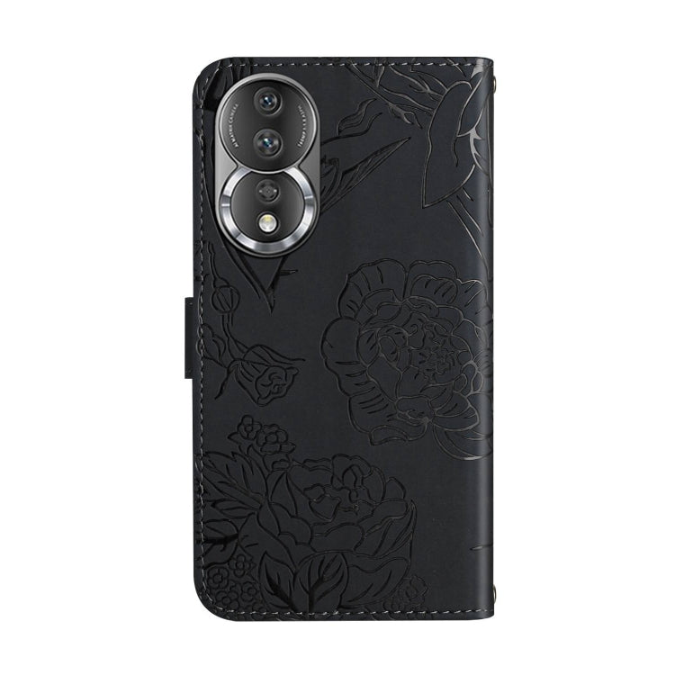 For Honor 80 HT03 Skin Feel Butterfly Embossed Flip Leather Phone Case