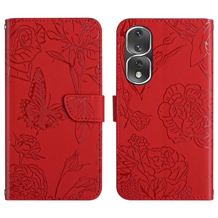 For Honor 80 Pro HT03 Skin Feel Butterfly Embossed Flip Leather Phone Case