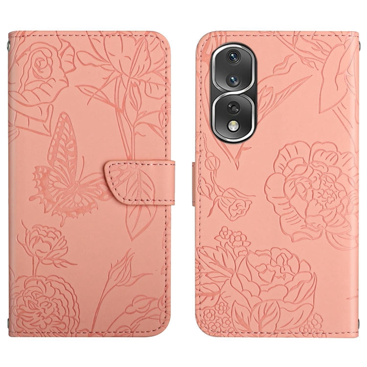 For Honor 80 Pro HT03 Skin Feel Butterfly Embossed Flip Leather Phone Case