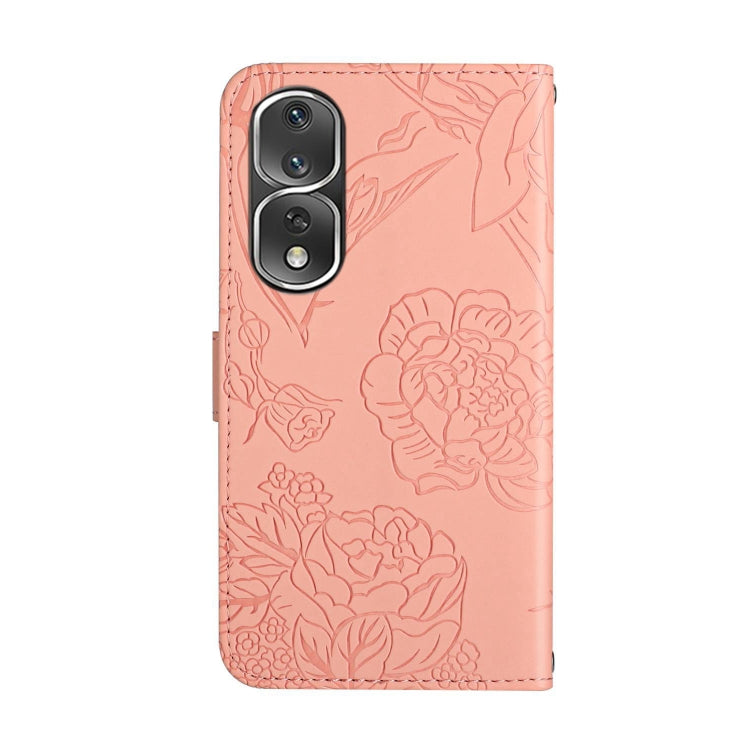 For Honor 80 Pro HT03 Skin Feel Butterfly Embossed Flip Leather Phone Case