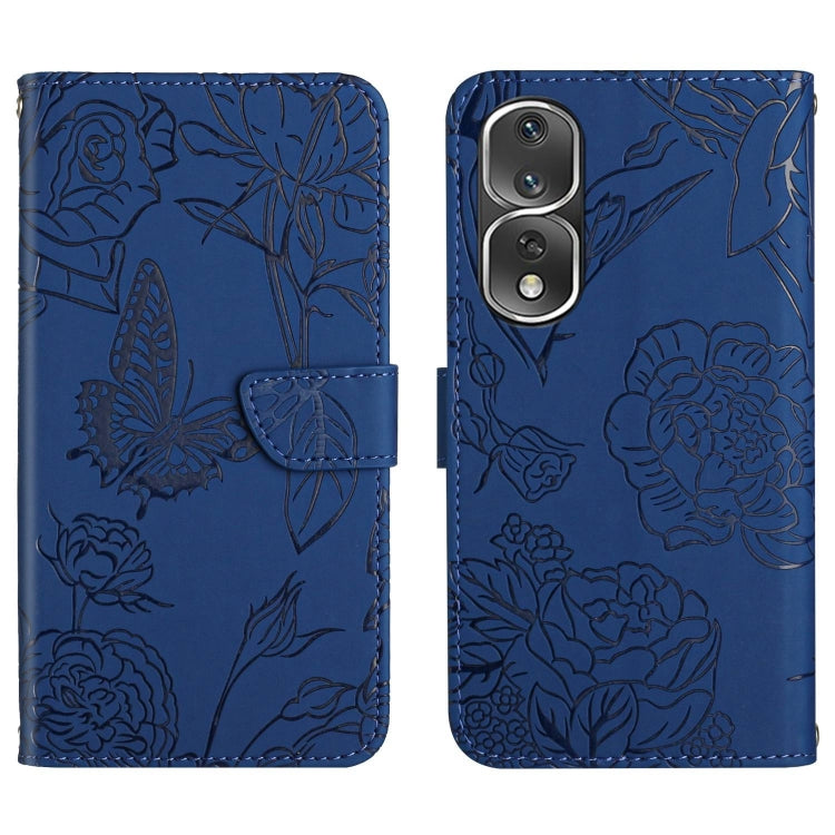 For Honor 80 Pro HT03 Skin Feel Butterfly Embossed Flip Leather Phone Case
