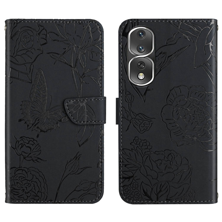 For Honor 80 Pro HT03 Skin Feel Butterfly Embossed Flip Leather Phone Case