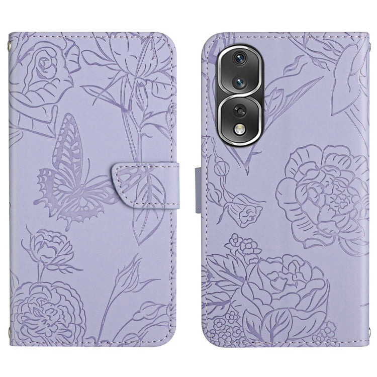 For Honor 80 Pro HT03 Skin Feel Butterfly Embossed Flip Leather Phone Case