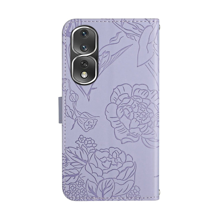 For Honor 80 Pro HT03 Skin Feel Butterfly Embossed Flip Leather Phone Case