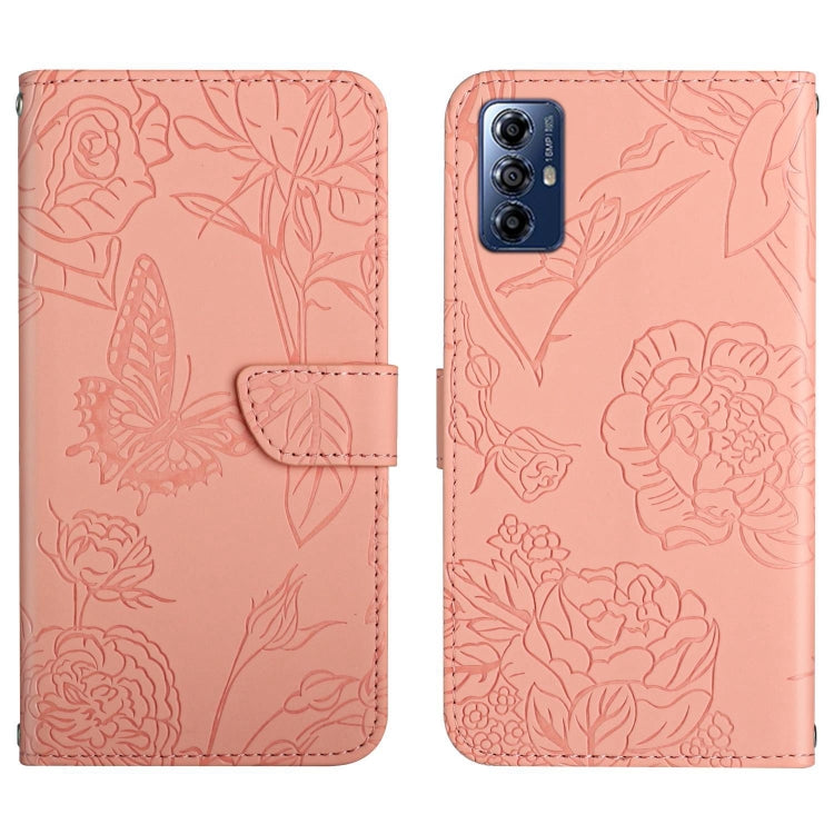 For Motorola Moto G Play 2023 HT03 Skin Feel Butterfly Embossed Flip Leather Phone Case
