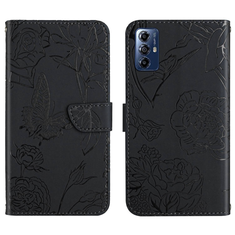 For Motorola Moto G Play 2023 HT03 Skin Feel Butterfly Embossed Flip Leather Phone Case