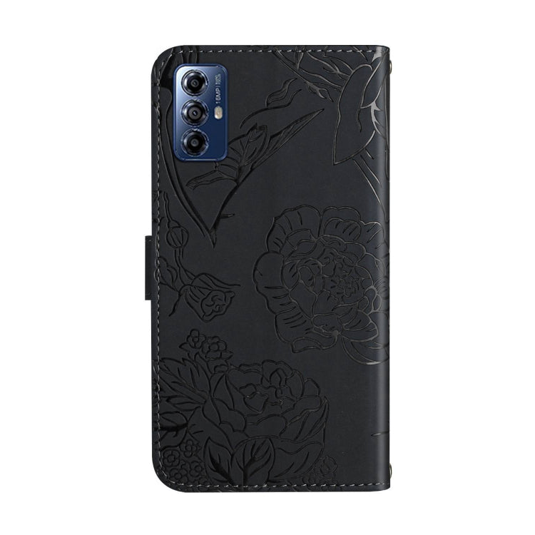 For Motorola Moto G Play 2023 HT03 Skin Feel Butterfly Embossed Flip Leather Phone Case