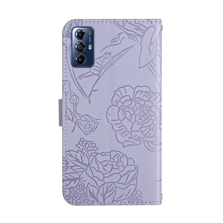 For Motorola Moto G Play 2023 HT03 Skin Feel Butterfly Embossed Flip Leather Phone Case