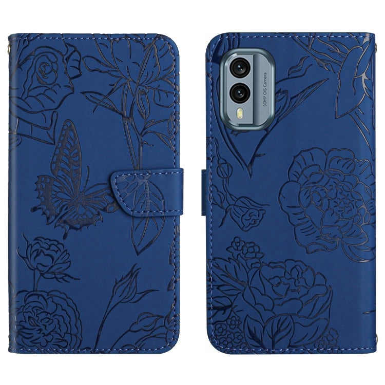For Nokia X30 HT03 Skin Feel Butterfly Embossed Flip Leather Phone Case