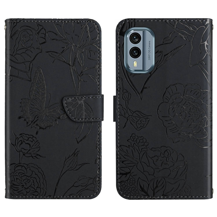 For Nokia X30 HT03 Skin Feel Butterfly Embossed Flip Leather Phone Case