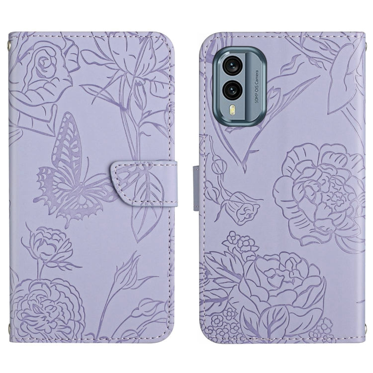 For Nokia X30 HT03 Skin Feel Butterfly Embossed Flip Leather Phone Case