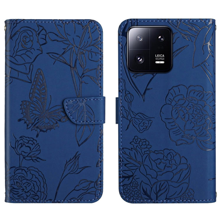 For Xiaomi 13 HT03 Skin Feel Butterfly Embossed Flip Leather Phone Case