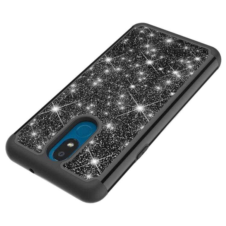 For LG K30 (2019) / Aristo 4 Plus Glitter Powder Contrast Skin Shockproof Silicone + PC Protective Case(Black)