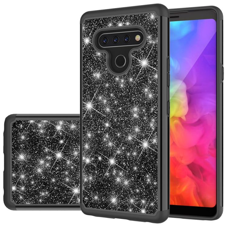 For LG Q Stylo 6 Glitter Powder Contrast Skin Shockproof Silicone + PC Protective Case