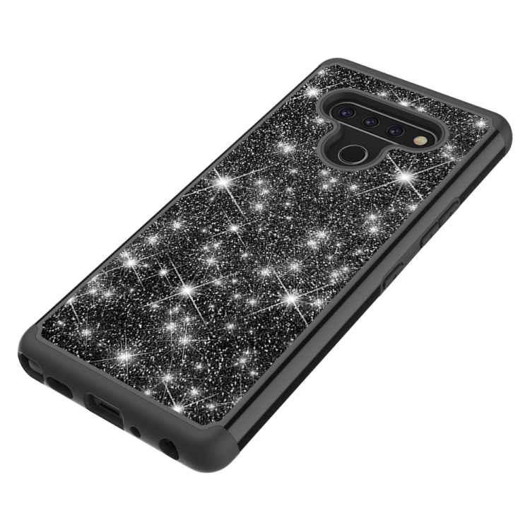 For LG Q Stylo 6 Glitter Powder Contrast Skin Shockproof Silicone + PC Protective Case