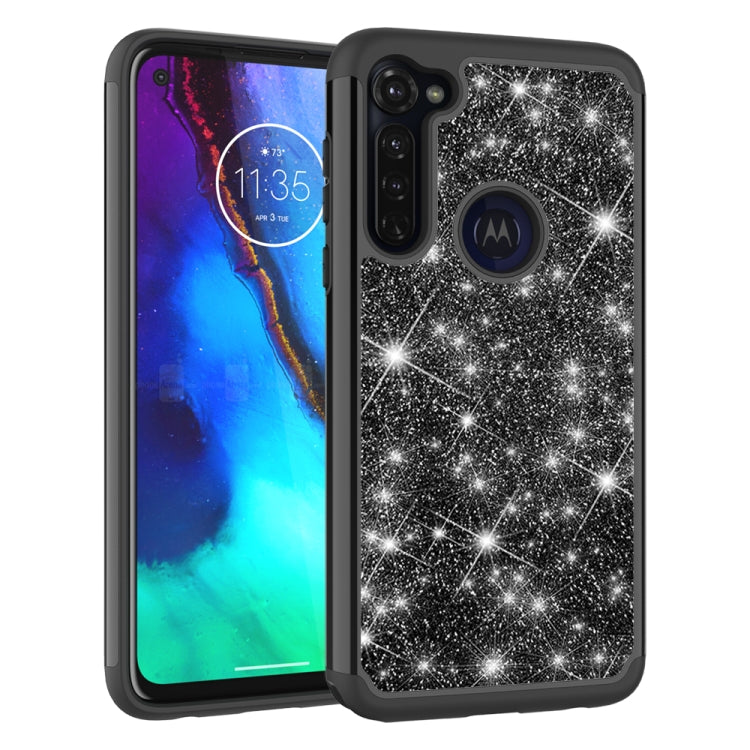 For Motorola Moto G Stylus(2020) Glitter Powder Contrast Skin Shockproof Silicone + PC Protective Case