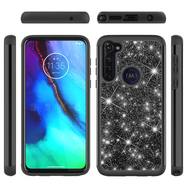 For Motorola Moto G Stylus(2020) Glitter Powder Contrast Skin Shockproof Silicone + PC Protective Case