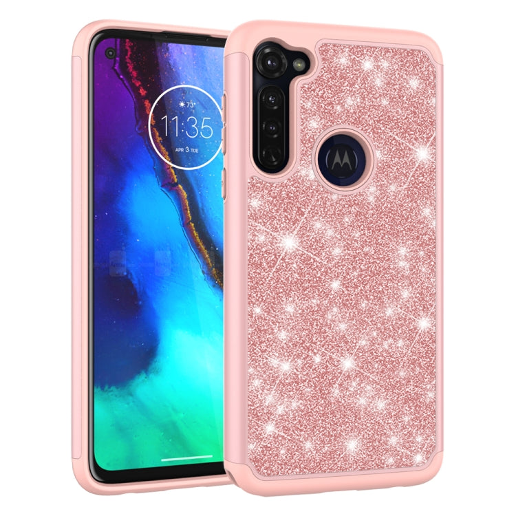 For Motorola Moto G Stylus(2020) Glitter Powder Contrast Skin Shockproof Silicone + PC Protective Case