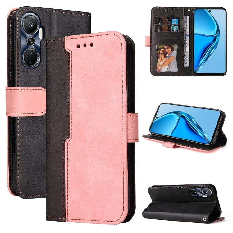 For Infinix Hot 20 4G Stitching-Color Leather Phone Case