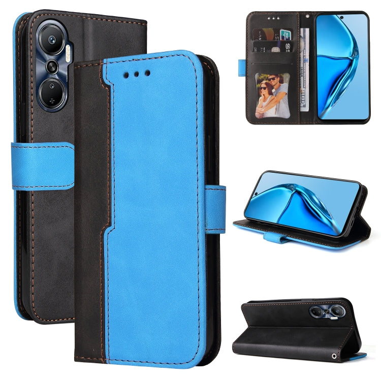 For Infinix Hot 20 4G Stitching-Color Leather Phone Case