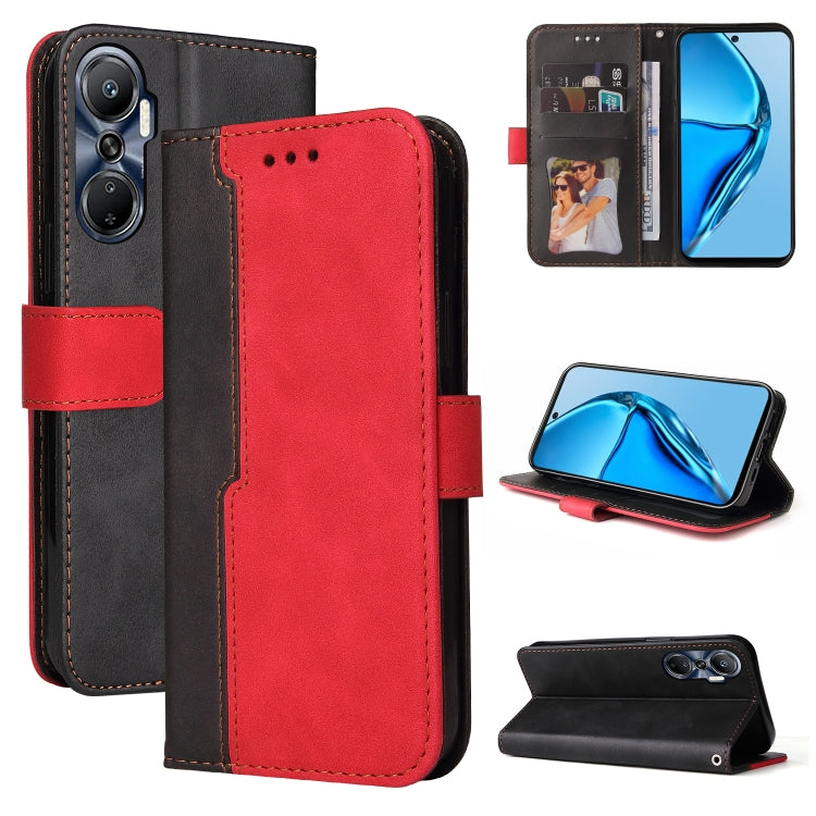 For Infinix Hot 20 4G Stitching-Color Leather Phone Case