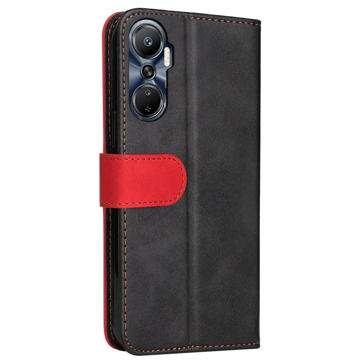 For Infinix Hot 20 4G Stitching-Color Leather Phone Case