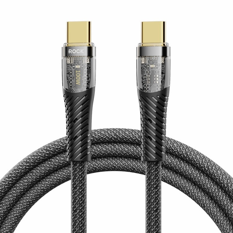 ROCK Z21 100W USB-C/Type-C to USB-C/Type-C Transparent Fast Charging Data Cable, Length: 1.2m