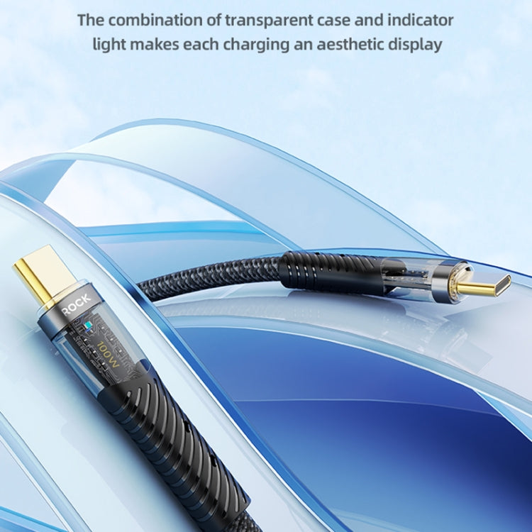 ROCK Z21 100W USB-C/Type-C to USB-C/Type-C Transparent Fast Charging Data Cable, Length: 1.2m