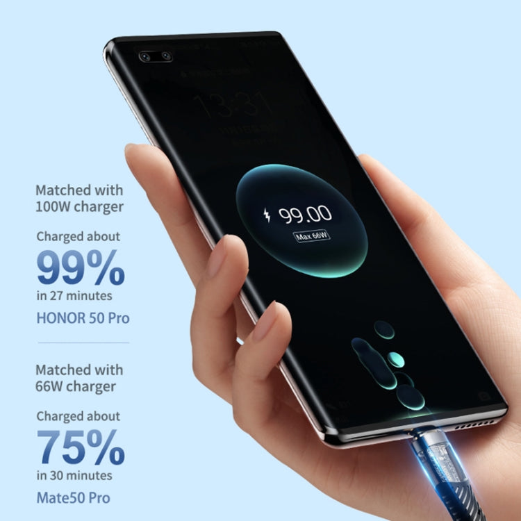 ROCK Z21 100W USB-C/Type-C to USB-C/Type-C Transparent Fast Charging Data Cable, Length: 1.2m