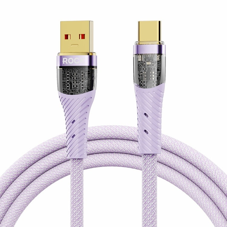 ROCK Z21 6A USB to USB-C/Type-C Transparent Fast Charging Data Cable, Length: 1.2m