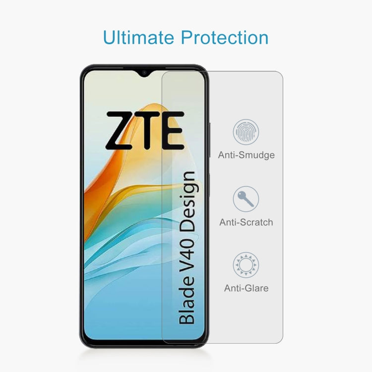 For ZTE Blade V40 Design 10pcs 0.26mm 9H 2.5D Tempered Glass Film