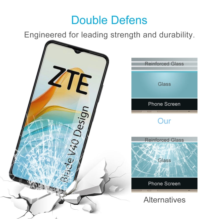 For ZTE Blade V40 Design 10pcs 0.26mm 9H 2.5D Tempered Glass Film