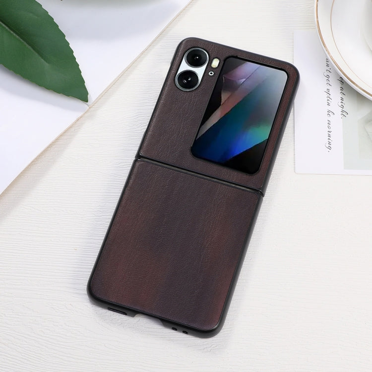 For OPPO Find N2 Flip Yellow Cow Texture PU Phone Case