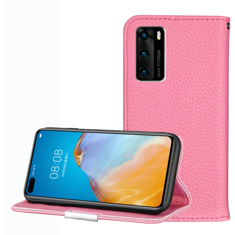 For Huawei P40 Litchi Texture Solid Color Horizontal Flip Leather Case with Bracket & Card Slots & Wallet & Lanyard
